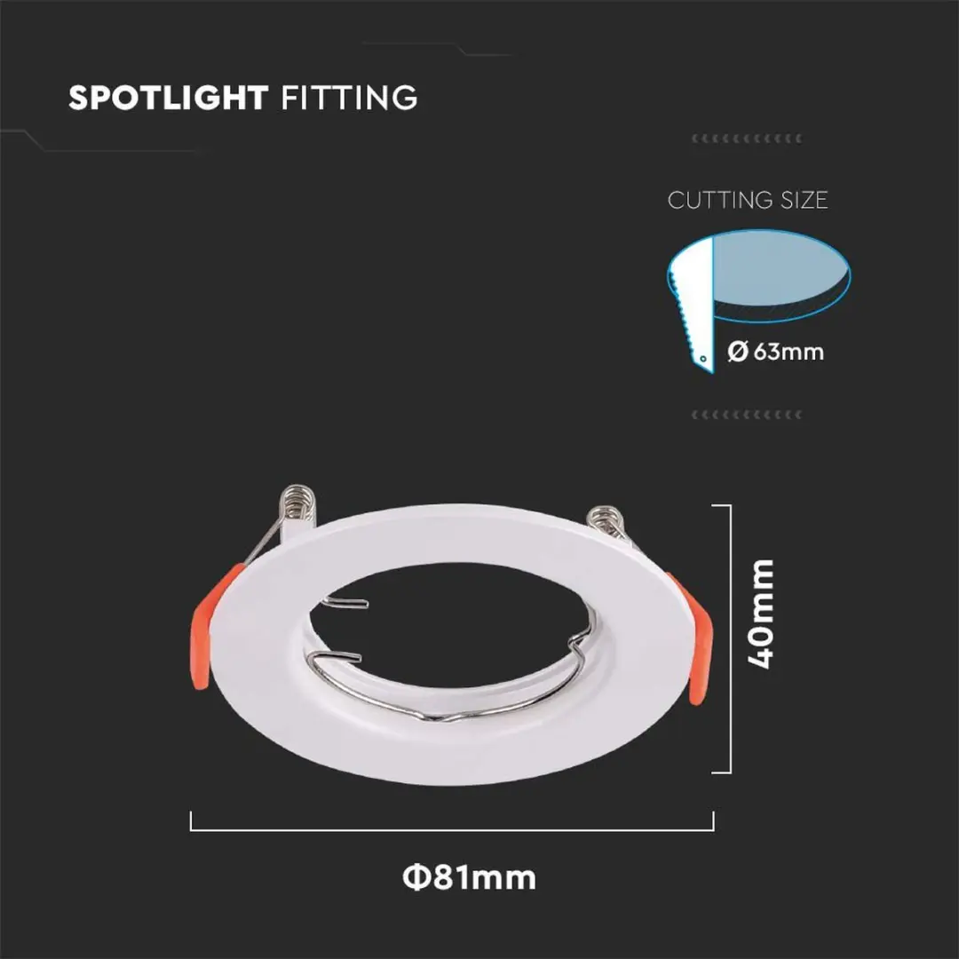 V-TAC VT-929-W LED Inbouwspot - GU10 - IP20 - Wit - afbeelding 3 van 6