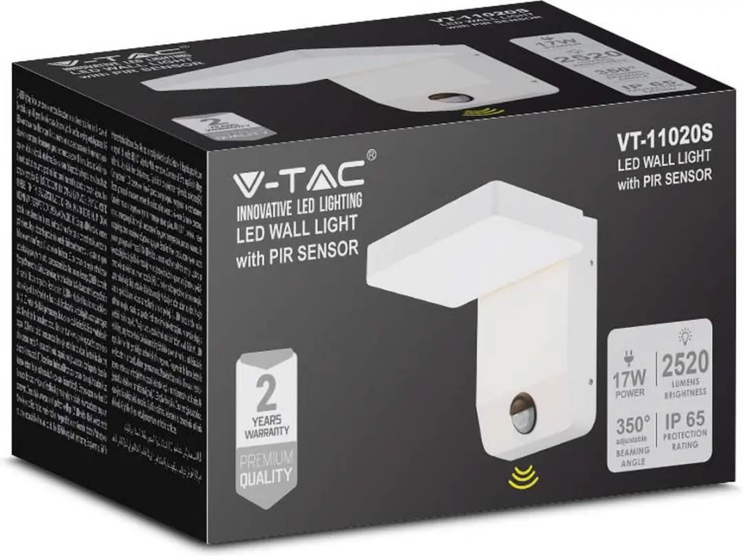V-TAC VT-11020S-SQ-W LED Wandlamp Buiten met Sensor - afbeelding 6 van 6