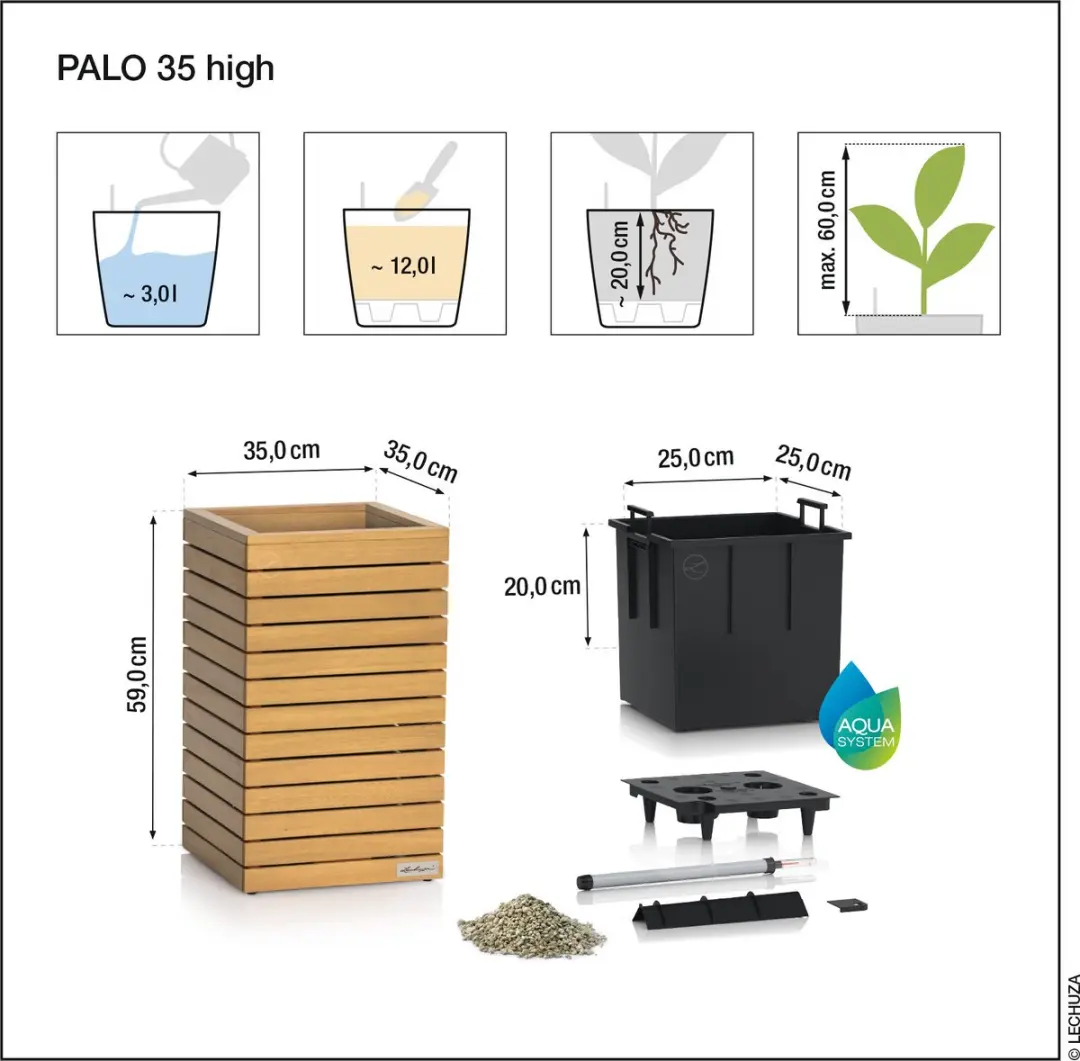 Lechuza Palo Plantenbak High - Eucalyptus - 12L - afbeelding 4 van 6