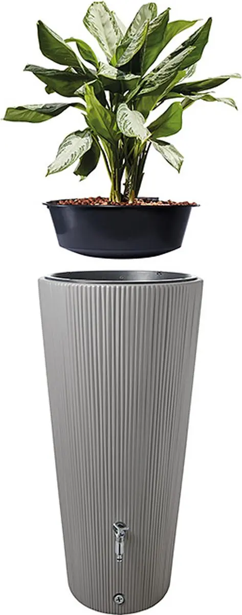 Graf regenton Vaso Decor 220 L- grijs-met kraantje-met vulautomaat voor rechthoe