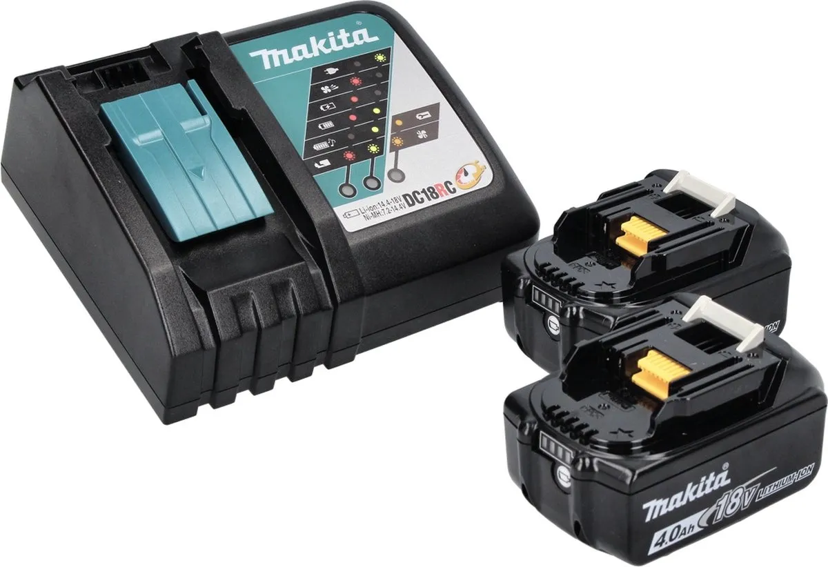 Makita DGA 517 RM Haakse Slijper 18V 125mm - 2x 4.0Ah Accu + Lader