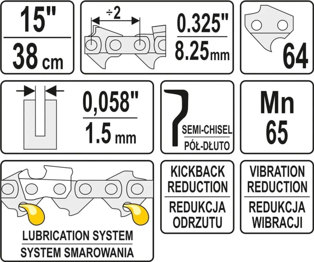 Yato YT-84941 Zaagketting - 15 inch - 0,325 inch - afbeelding 2 van 3