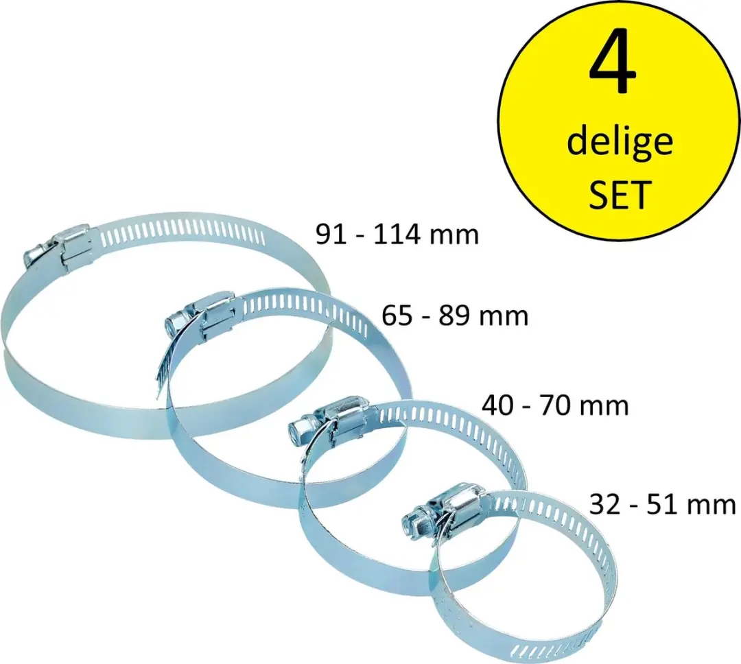 4 Delige Slangklemmen Set Inclusief Jumboklem Groot