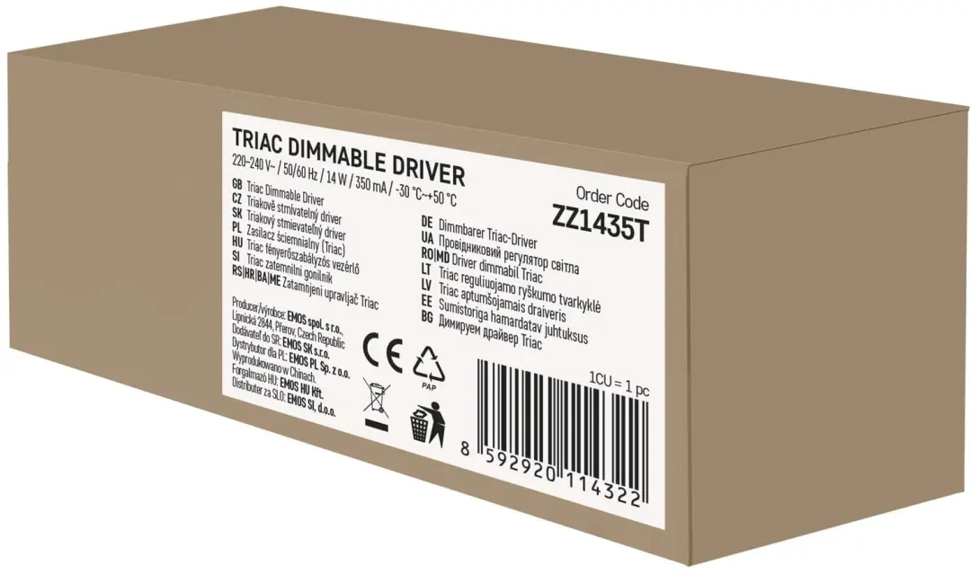 Emos ZZ1435T Triac-dimbare LED-driver - 350mA 14W - afbeelding 5 van 6
