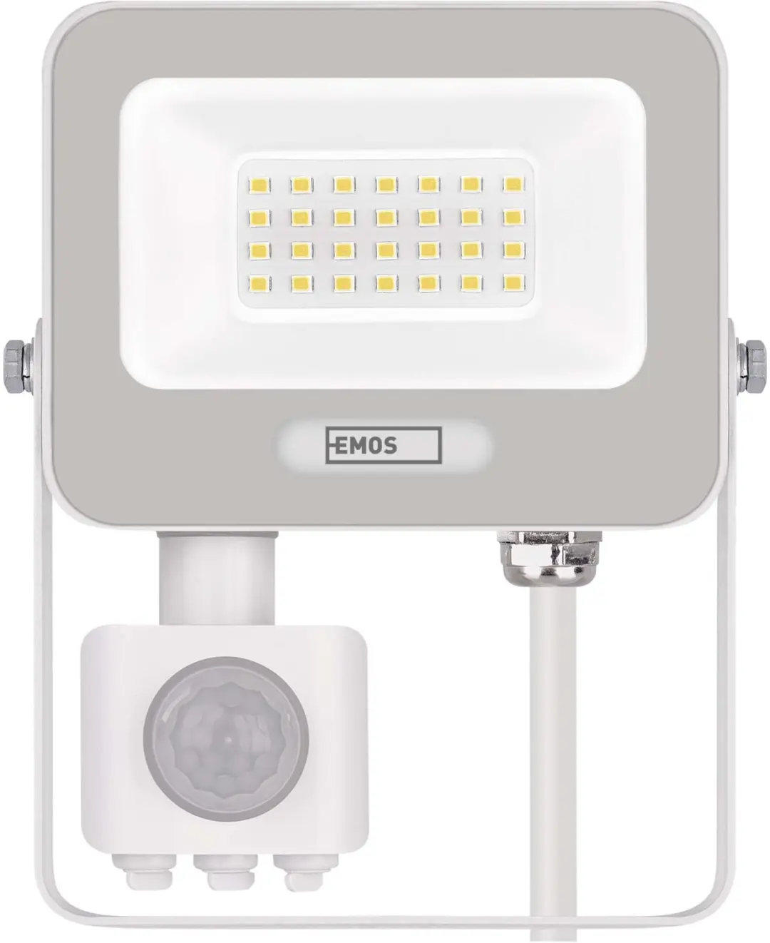 EMOS GLARO LED-schijnwerper met bewegingssensor, 20 W, wit, IP54, 2000 lm, neutr