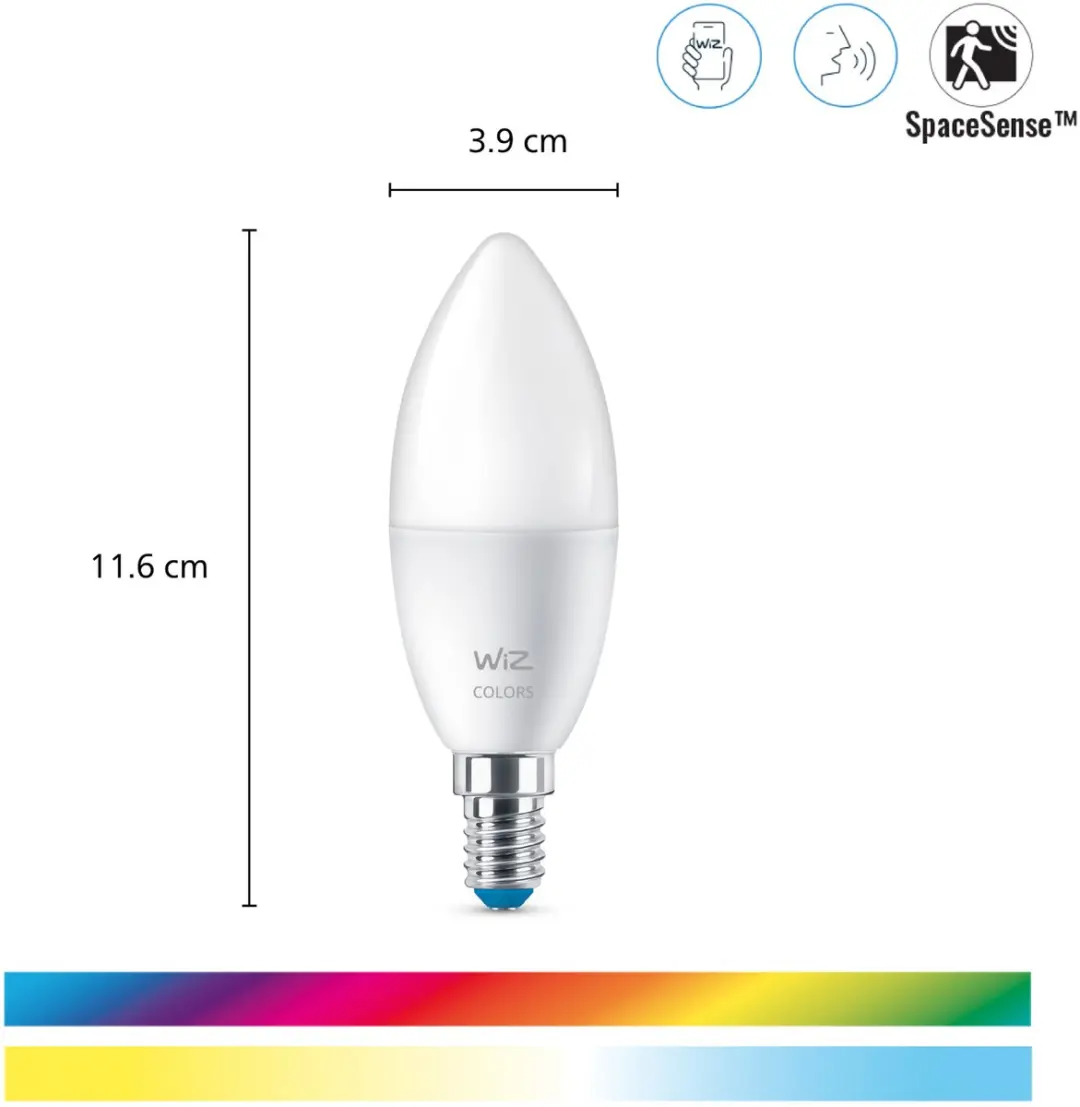 WiZ Kaarslamp E14 Slimme LED 2-pack - RGBW - afbeelding 3 van 6