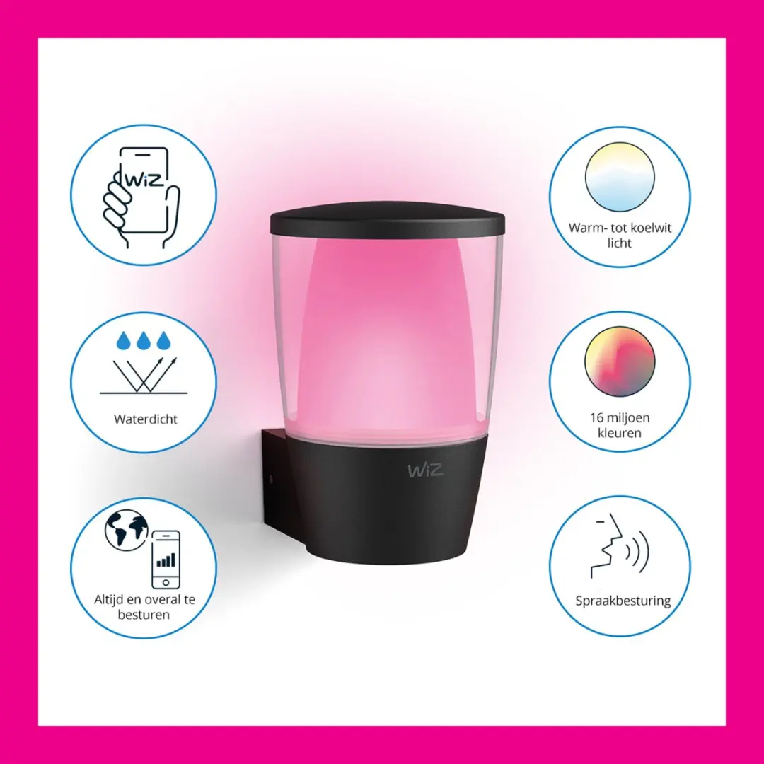 WiZ Elpas Buitenwandlamp - RGBW - Antraciet - afbeelding 2 van 6