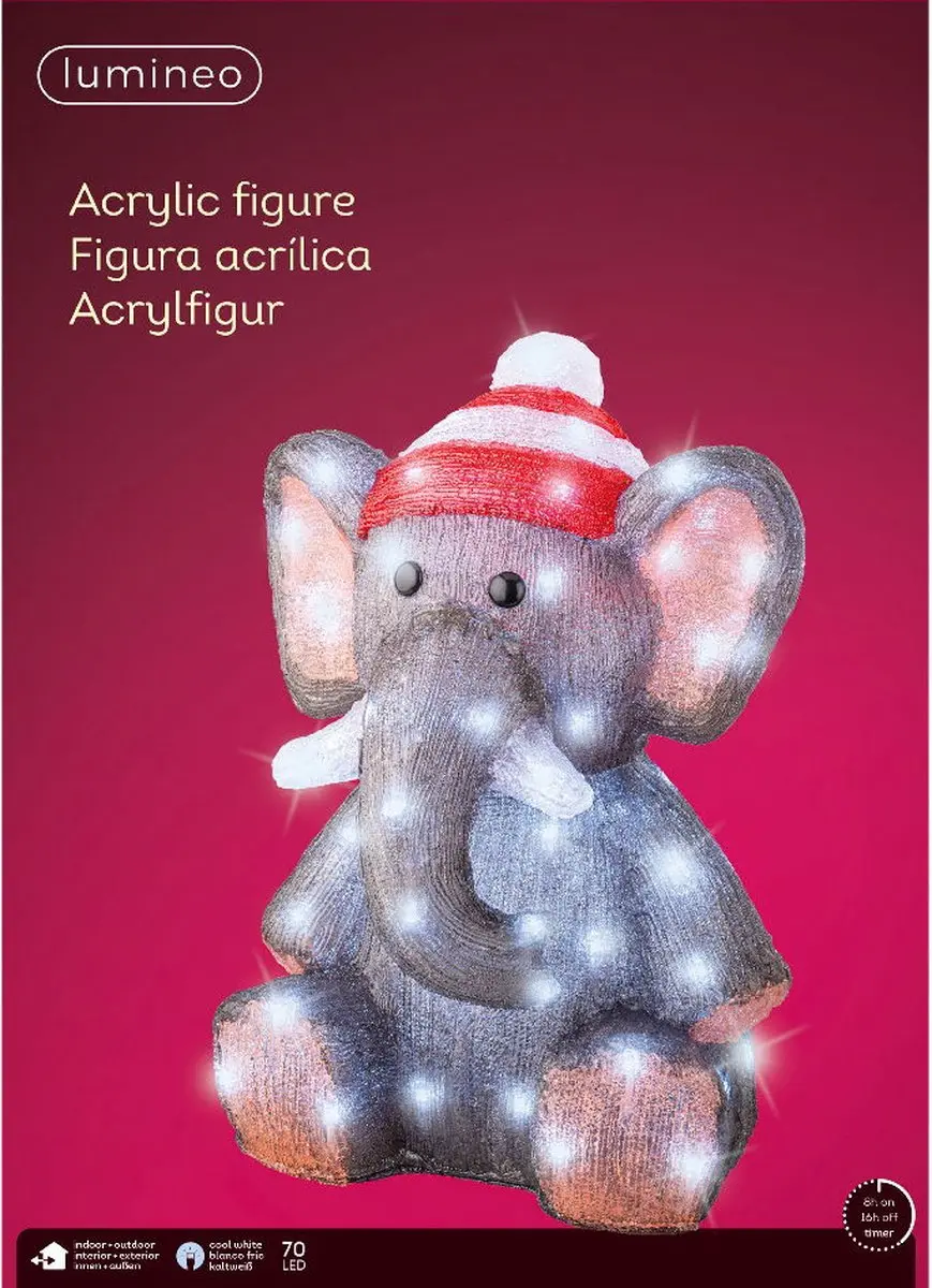 Lumineo LED Kerstfiguur Olifant Acryl 46cm - afbeelding 2 van 2
