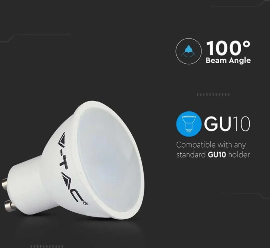 V-TAC GU10 LED Spot 4,5W 4000K - 10 Stuk - afbeelding 5 van 6