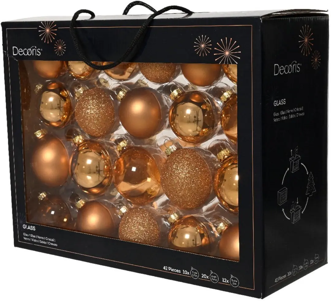 Decoris Glazen Kerstballen Brandy