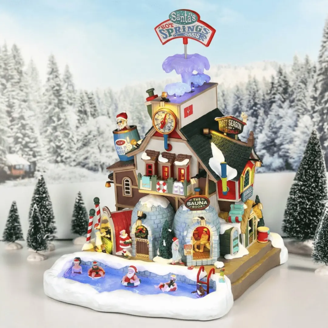 Lemax Santa's Hot Springs Oasis - Beweging, Geluid & Water - afbeelding 3 van 3