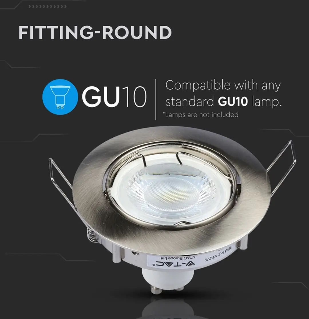 V-TAC VT-779-SN-RD Inbouwfitting GU10 - IP20 - Satijn Nikkel - afbeelding 3 van 6
