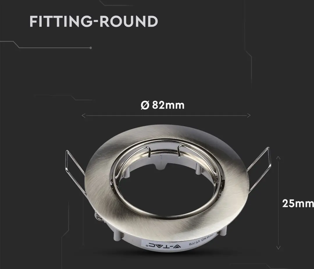 V-TAC VT-779-SN-RD Inbouwfitting GU10 - IP20 - Satijn Nikkel - afbeelding 5 van 6