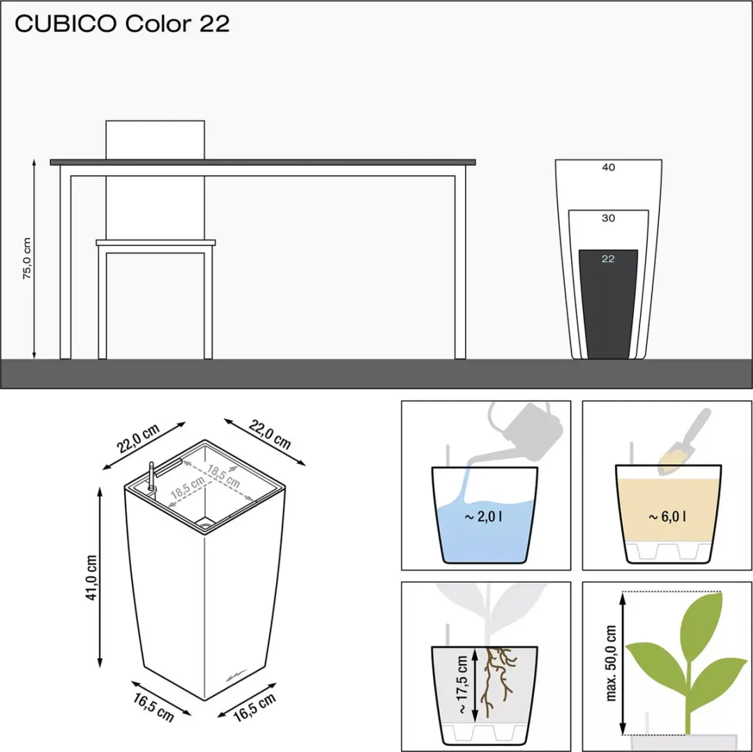 Lechuza Cubico Color 22 Plantenbak - zandbruin - afbeelding 3 van 6