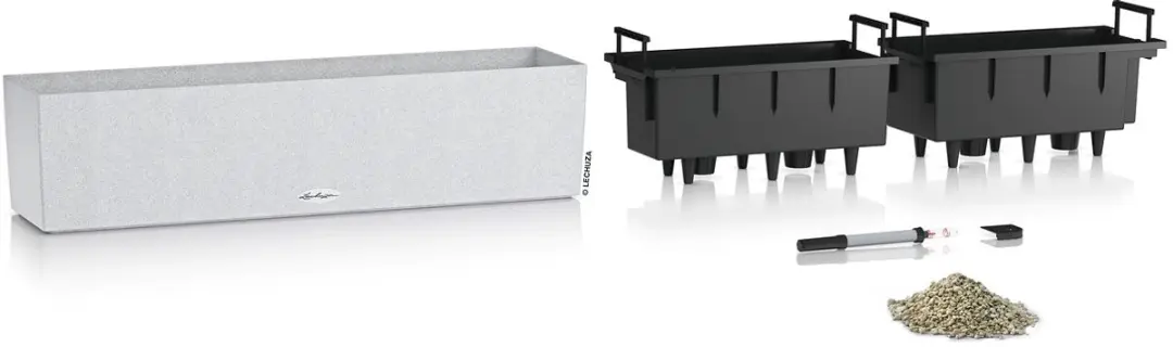 Lechuza Balconera Stone 80 Plantenbak - 12l - Kwartswit - afbeelding 5 van 6