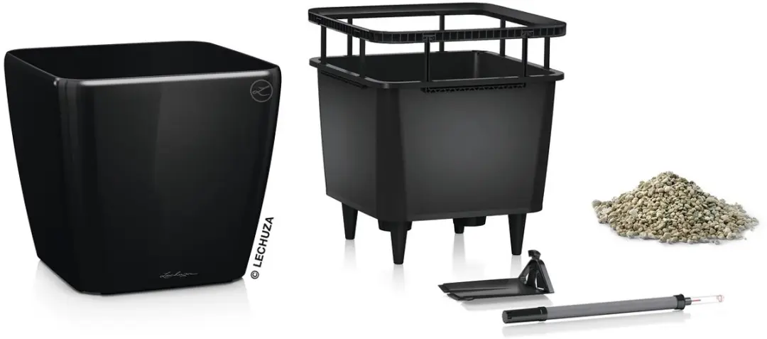 Lechuza Quadro Premium LS 35 Plantenbak - 17L - Zwart - afbeelding 2 van 6
