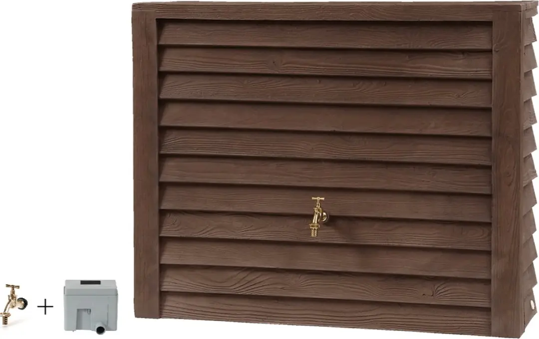 Graf regenton Woody 350 L Darkwood-met messing kraantje -met vulautomaat voor re