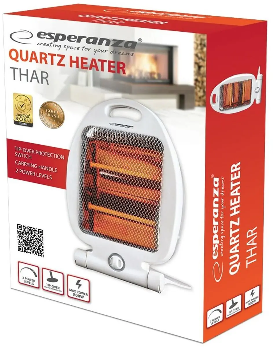 Esperanza THAR Kwartsheater 400W/800W - Wit - afbeelding 6 van 6