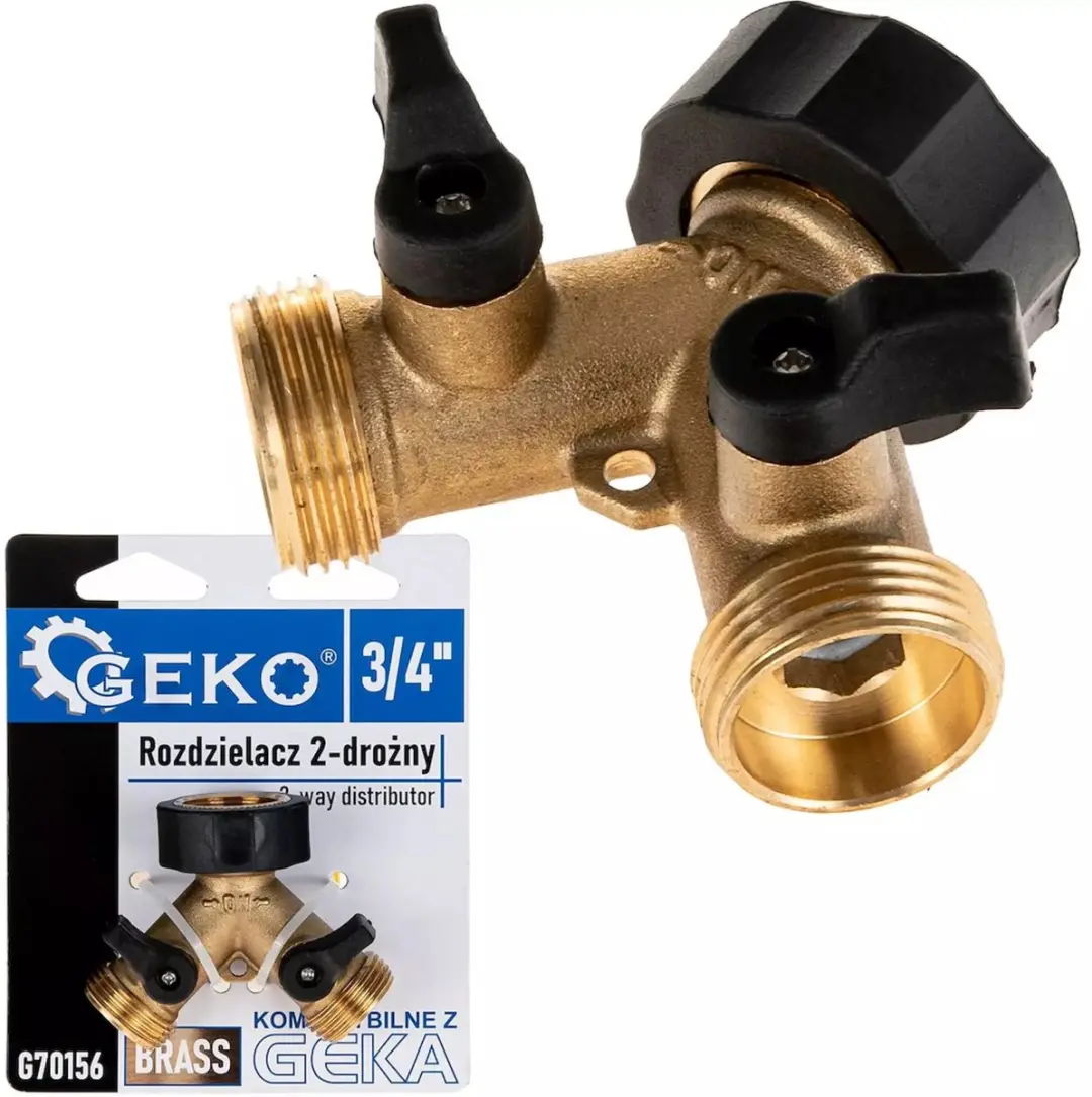 GEKO 2-weg splitter met onafhankelijke kleppen