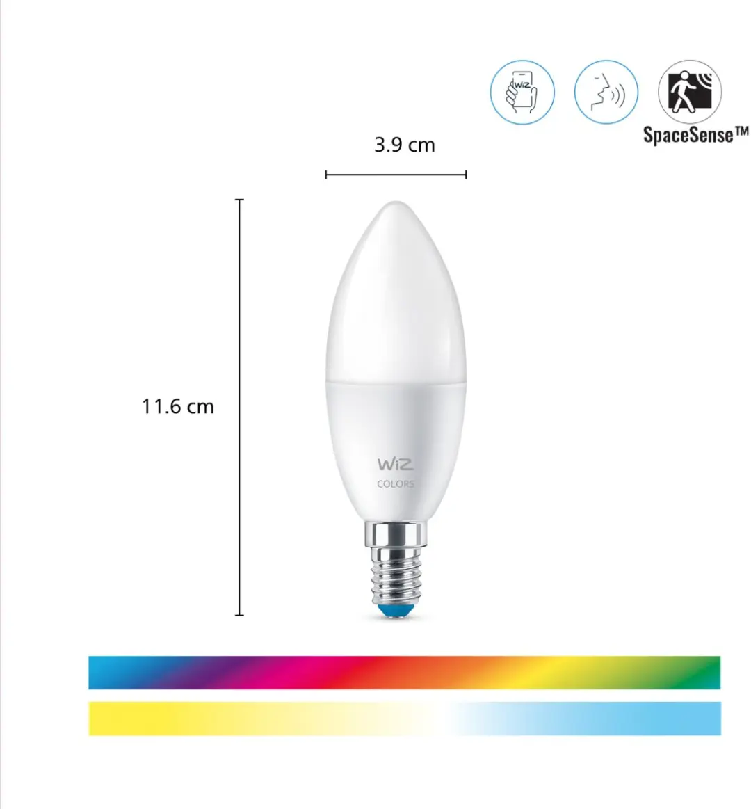WiZ Kaarslamp E14 Wi-Fi RGBW - Mat - afbeelding 3 van 6