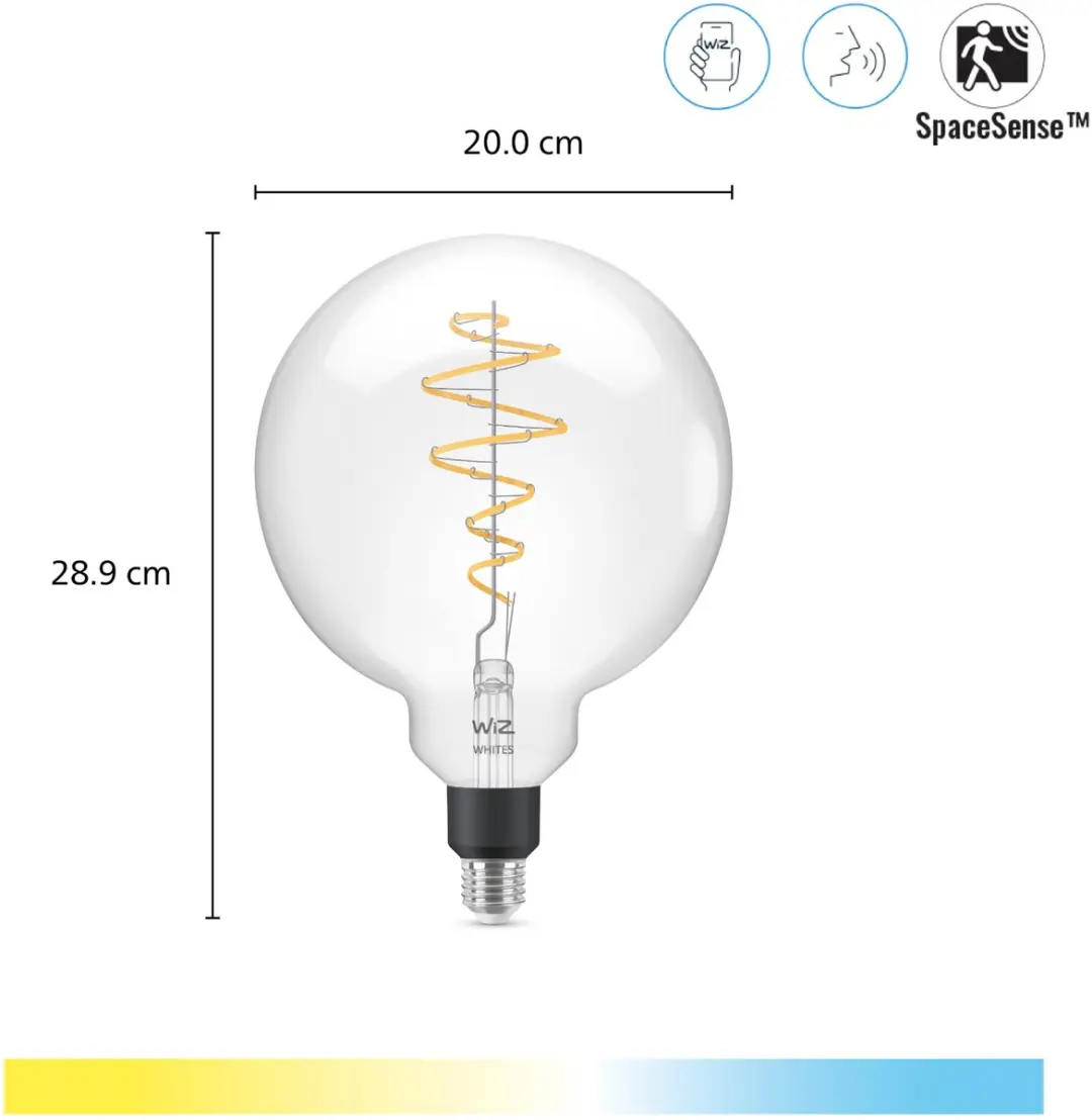 WiZ Filament Globe E27 Slimme LED-lamp - Ø20cm - afbeelding 3 van 6