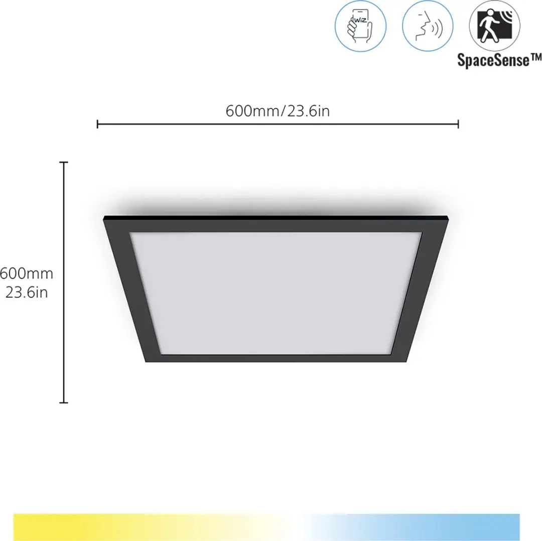 WiZ Plafondlamp Paneel 36W 60x60cm - Zwart - afbeelding 2 van 6