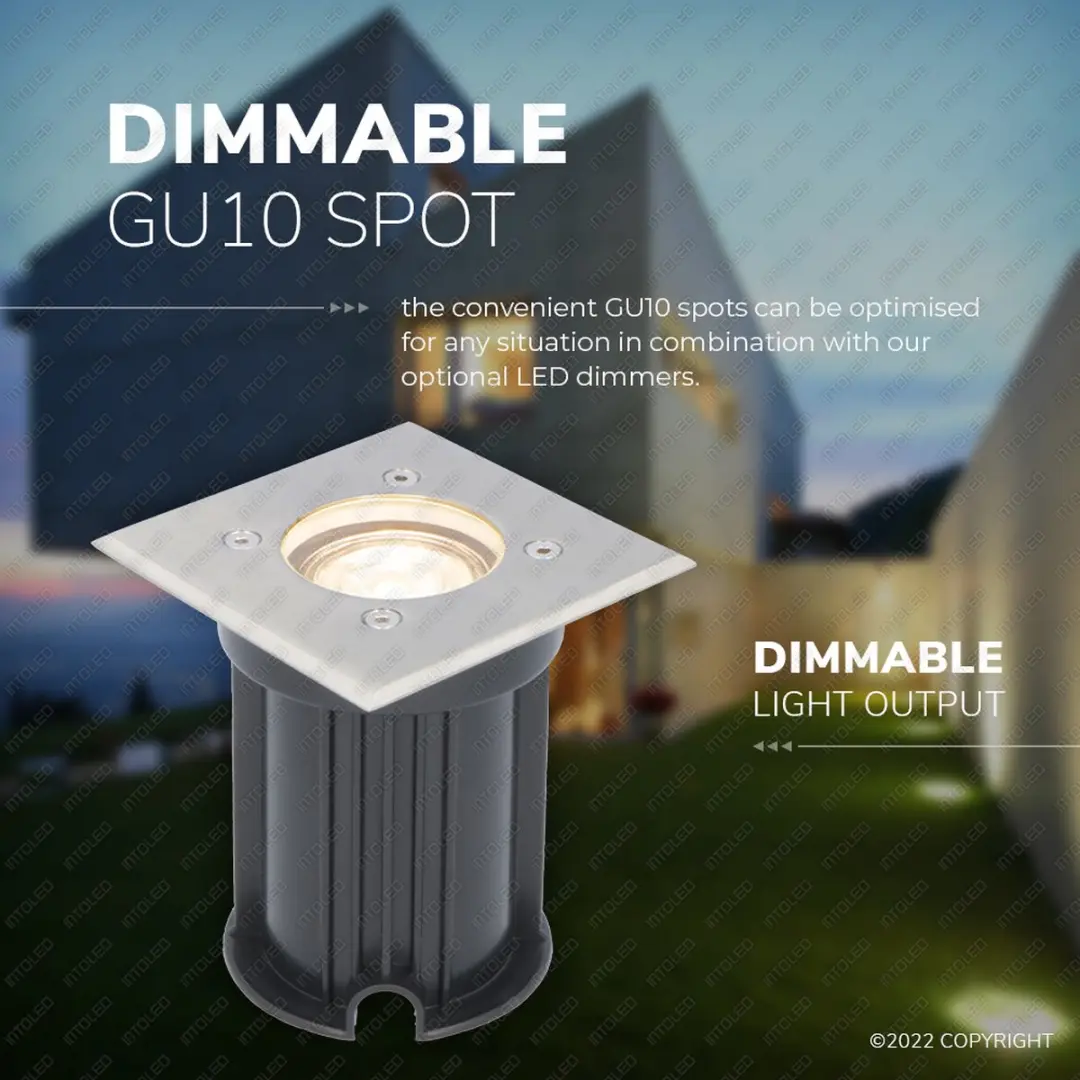 V-TAC 6x dimbare LED grondspot vierkant RVS - 2700K warm wit - IP65 - afbeelding 6 van 6