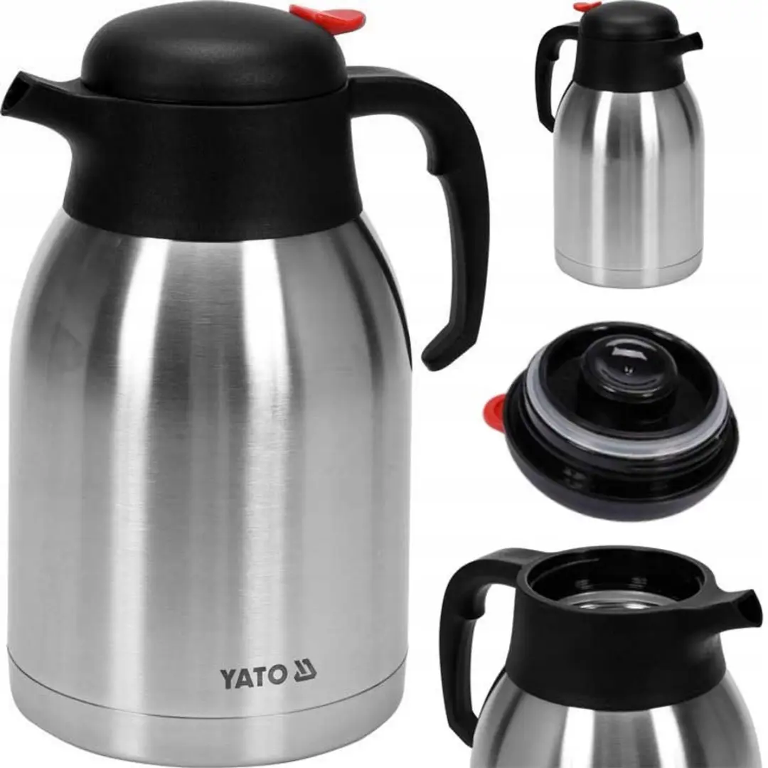 Yato Thermos Tafelkan met Knop, 2L, RVS, Satiné