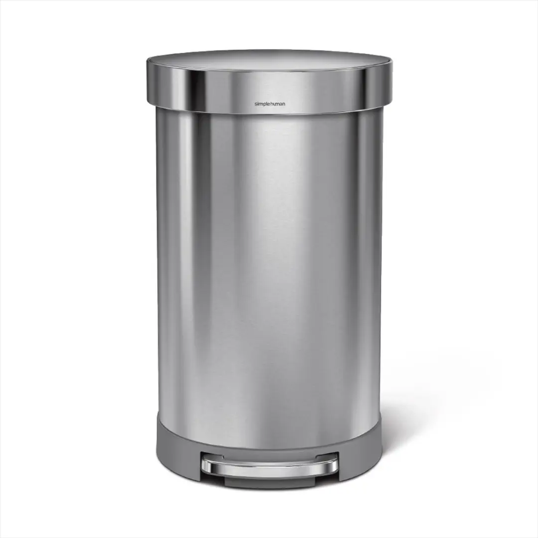 Simplehuman Halfronde Pedaalemmer - 45 Liter - Met zakkenrand - Geborsteld roestvrij staal