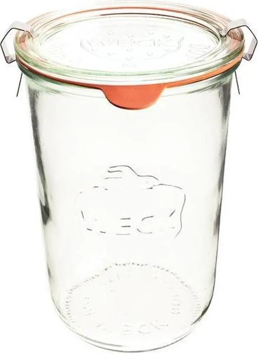 Weck STORT glas met deksel (750ml) 3/4L 6 stuks met glasdeksel zonder ring en in