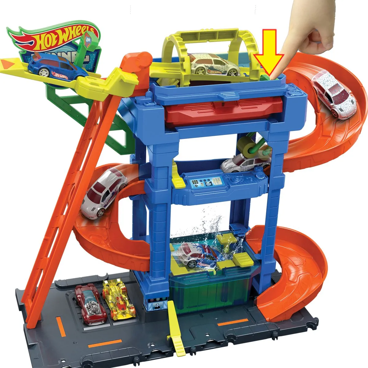 Hot Wheels City Tunnel Twist Car Wash Racebaan HTN80 - Multicolor - afbeelding 6 van 6