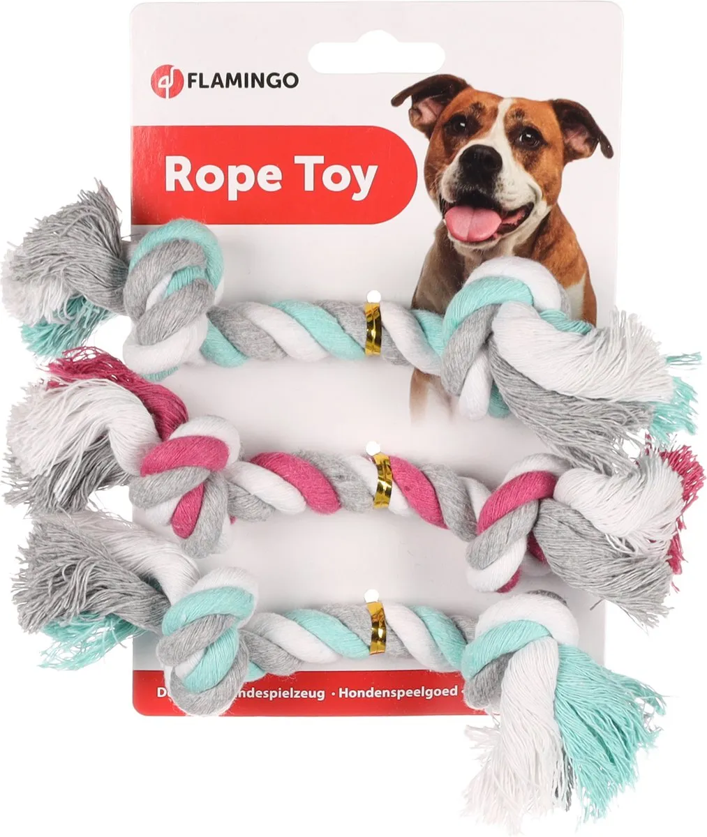 Flamingo Geknoopt Hondenspeelgoed - Assorti - 3 Stuks