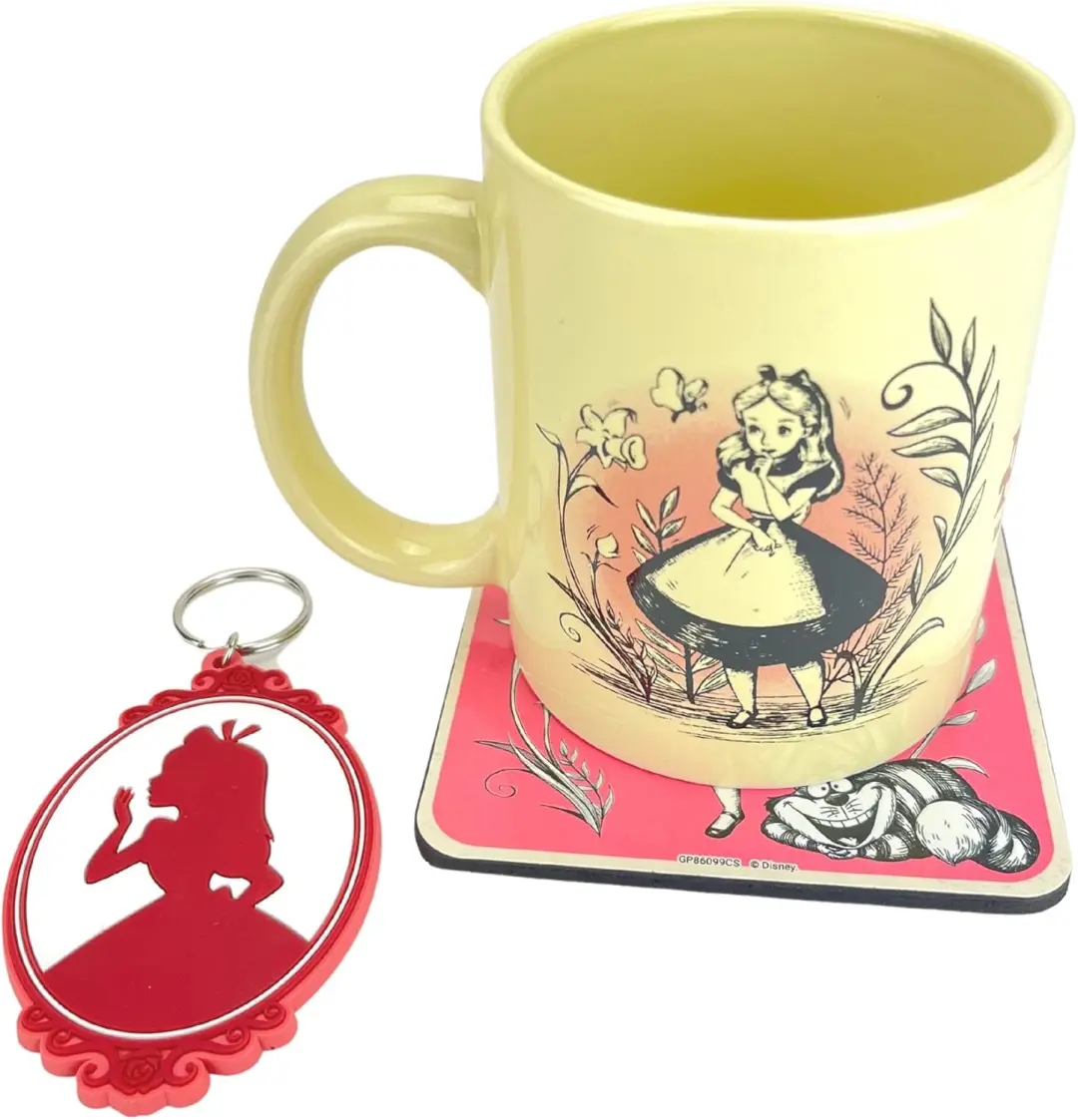 Pyramid Alice in Wonderland Mok, Schotel & Sleutelhanger Set - 320ml - afbeelding 3 van 5