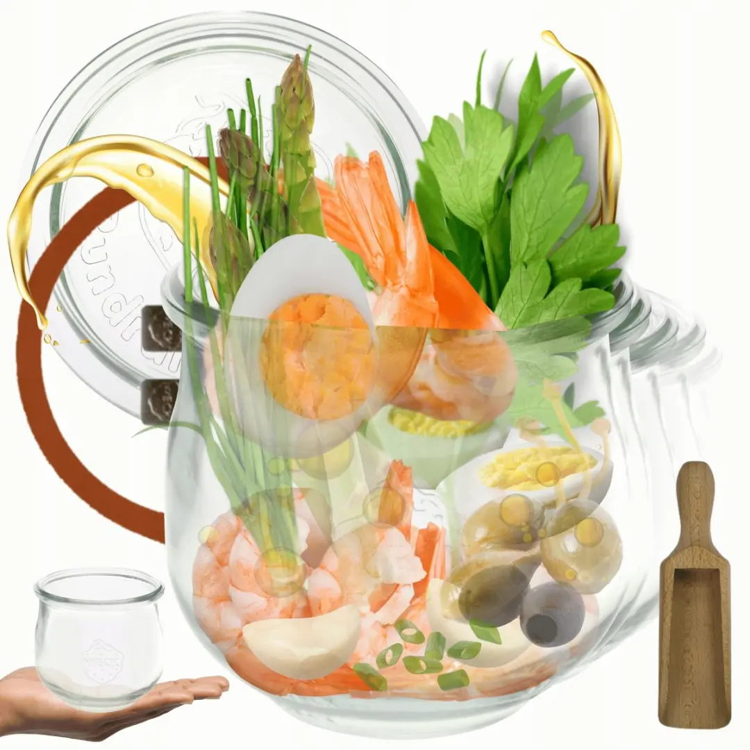 Weckpot 580ml 0,5L met deksel, rubberen ring en clips