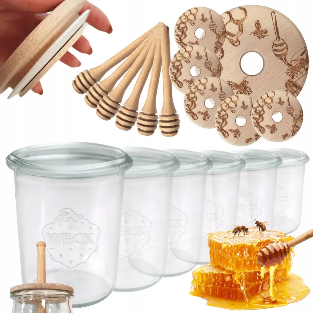 Weck Honingpotjes met Houten Lepel en Deksel