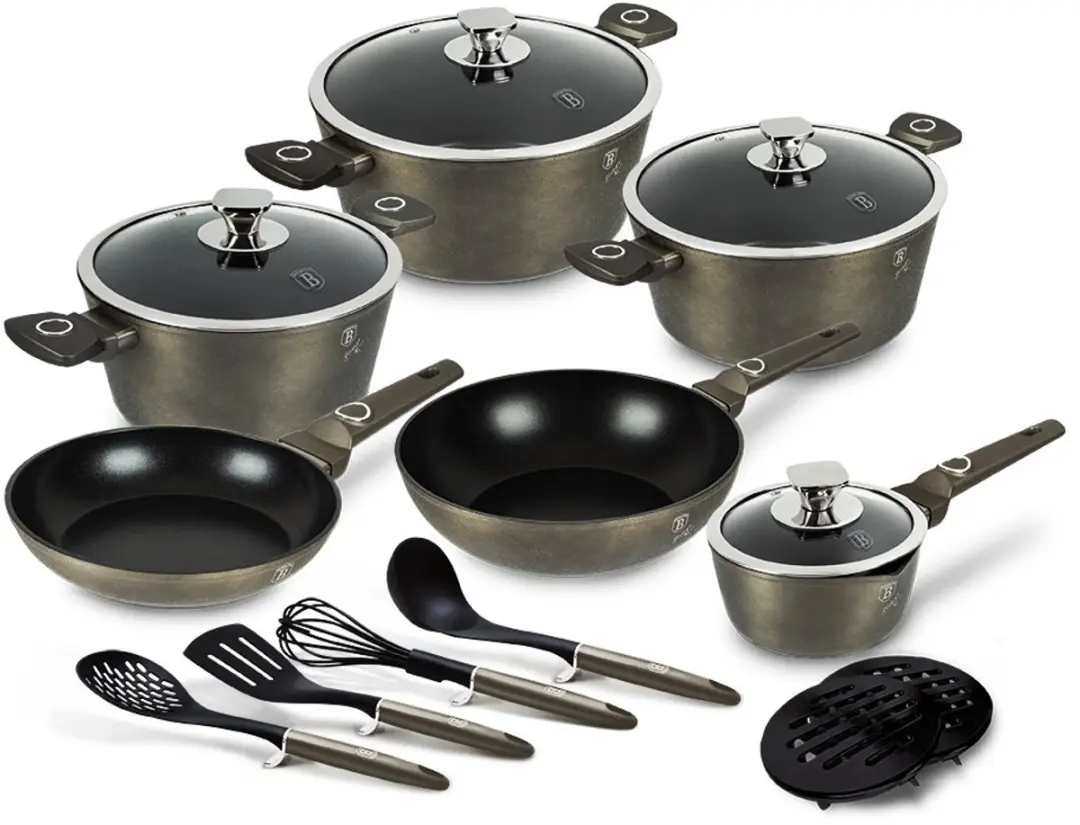 Serviesset met titaniumcoating, 15-delig, Crystal Collection
