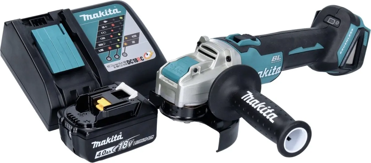 Makita DGA 521 RM1X1 Haakse Slijper 18V 125mm X-LOCK Brushless - 4.0Ah Accu + Lader