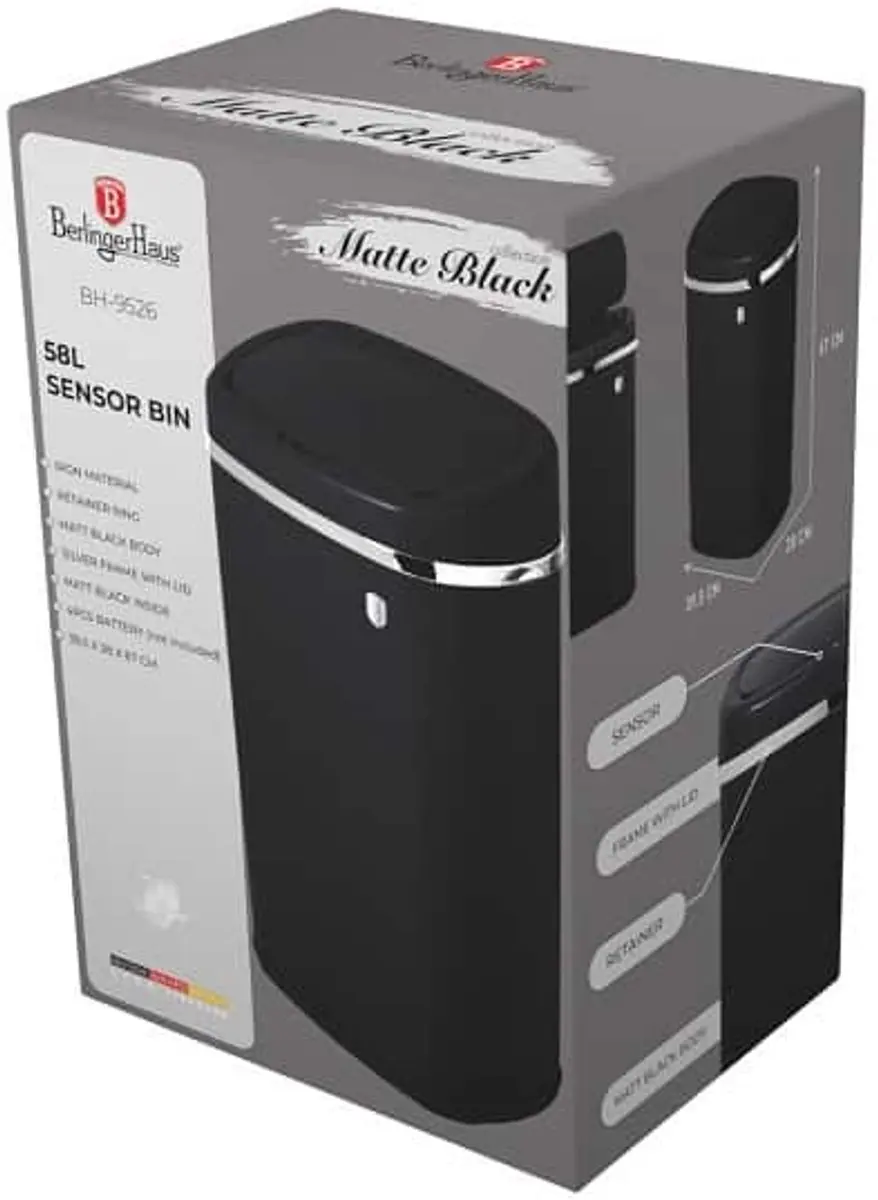 BerlingerHaus BH9526 Sensorbin Pedaalemmer - 58 liter - Zwart - afbeelding 4 van 5
