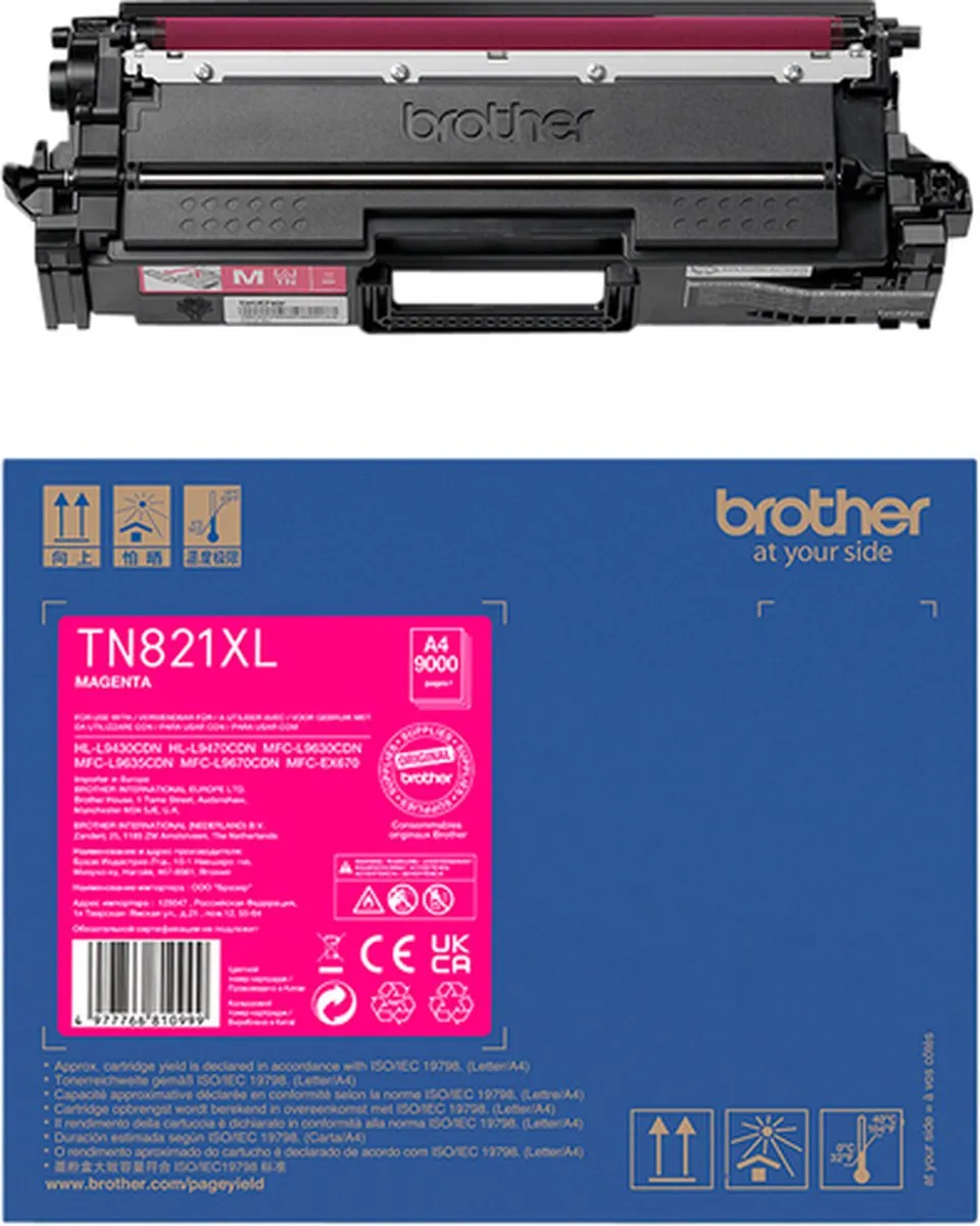 Brother TN-821XLM Magenta Tonercartridge - 9000 Pagina's