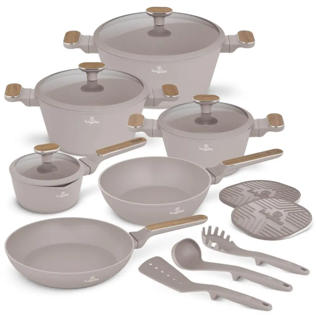 Serviesset met titaniumcoating, 15-delig, Taupe, Nordic Collection