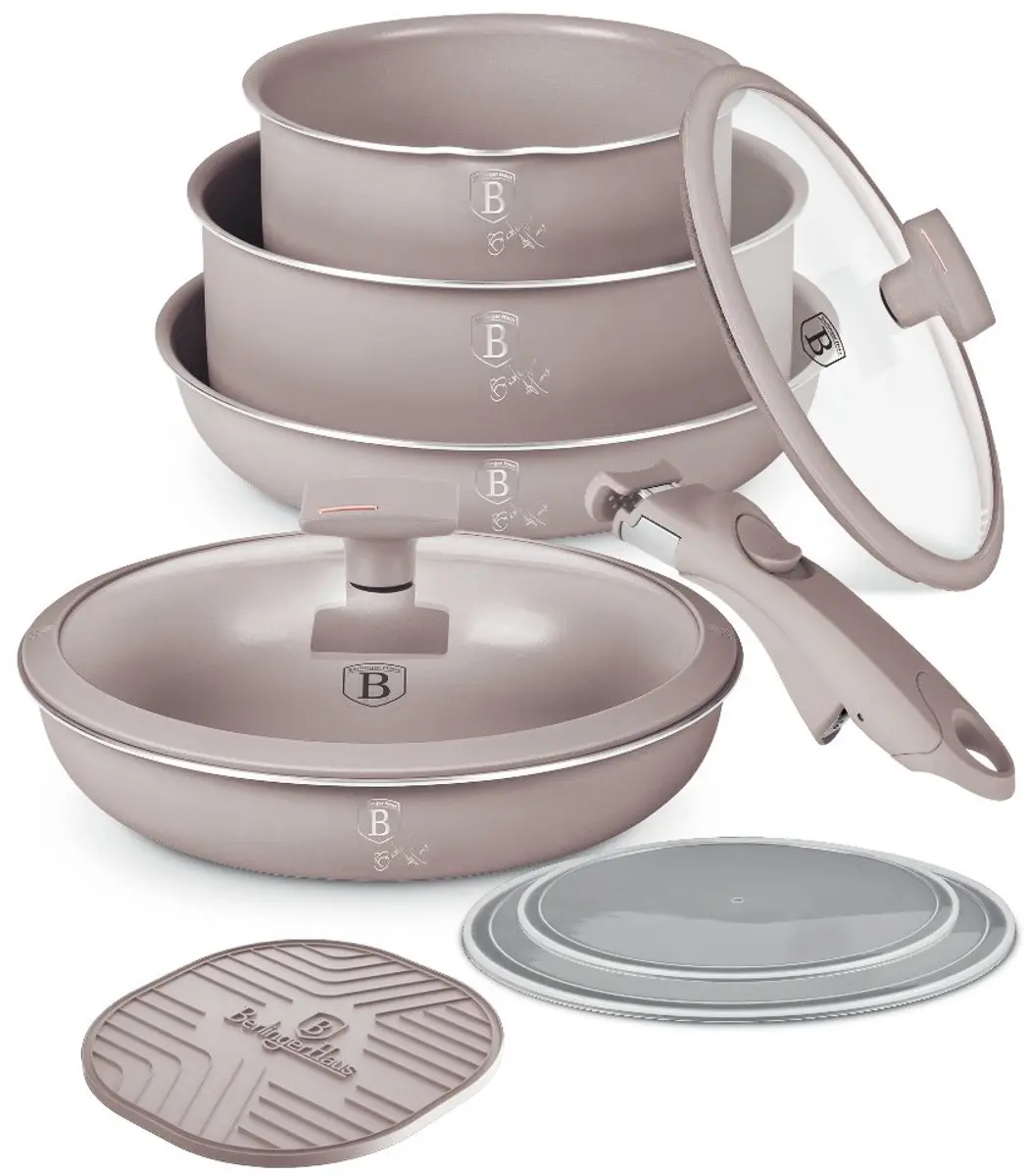 Serviesset met titaniumcoating, 9-delig, Taupe Collection