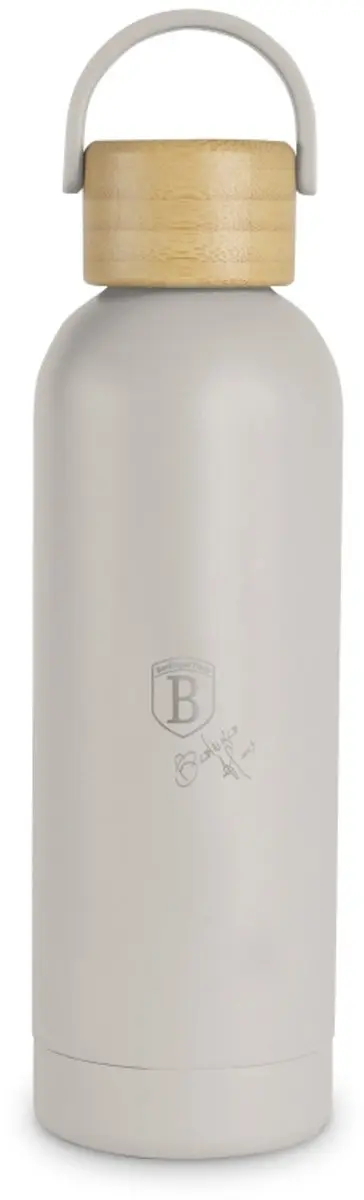Roestvrijstalen thermosfles met bamboe deksel, 0,5 l, Sahara Collection
