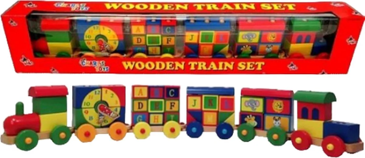 Topknuffels Houten Trein Speelgoed 85cm - Multikleur