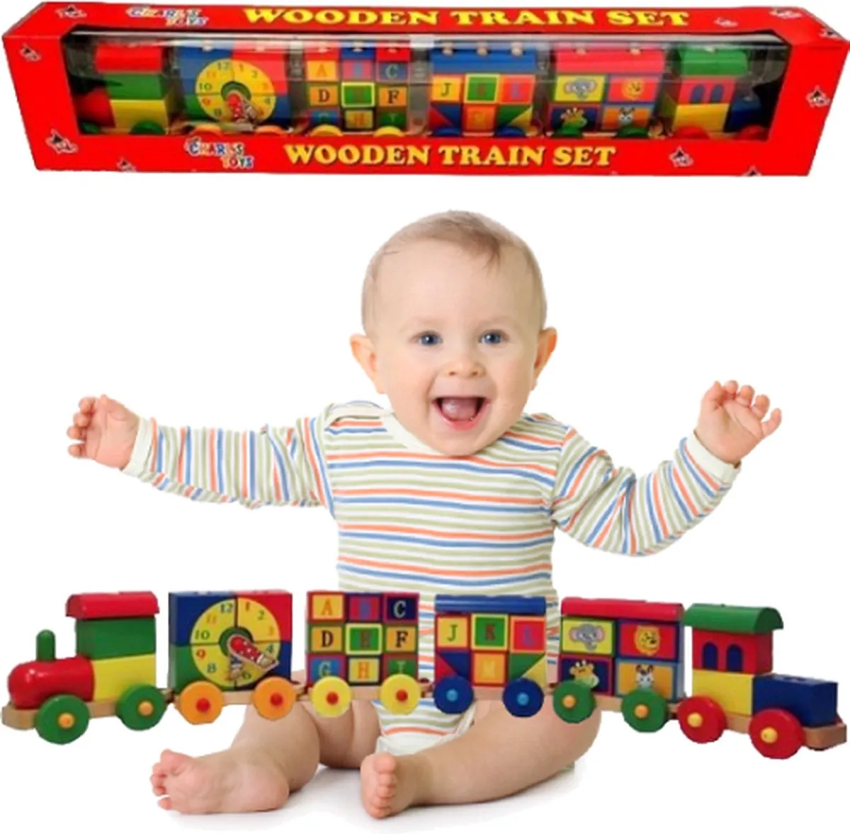 Topknuffels Houten Trein Speelgoed 85cm