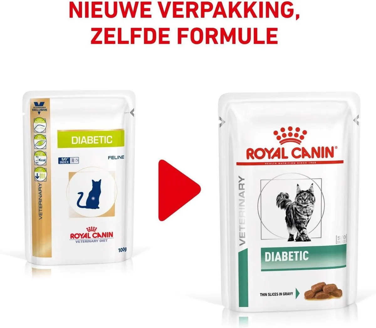 Royal Canin Veterinary Diet Diabetic Kattenvoer Maaltijdzakjes 100g - 12 Stuks - afbeelding 3 van 6