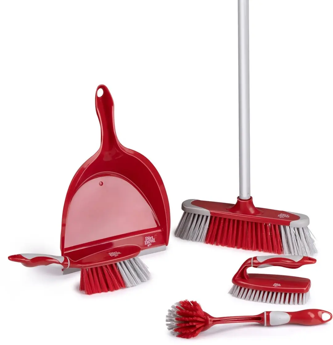 Dirt Devil Schoonmaakset - Bezem, Stoffer en Blik - Rood - afbeelding 3 van 6