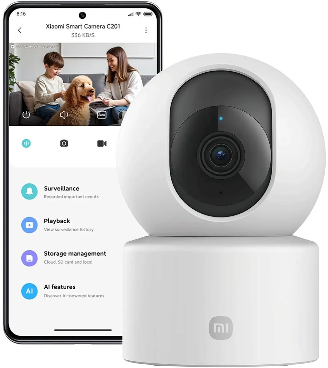Xiaomi Smart Camera C201 Beveiligingscamera - Full HD 1080p - 360° Draaibaar