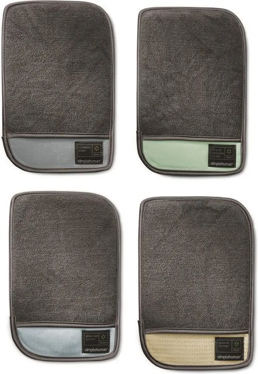 Schoonmaak Handschoen, Herbruikbaar, Set met 4 Stuks, Microvezel, Grijs