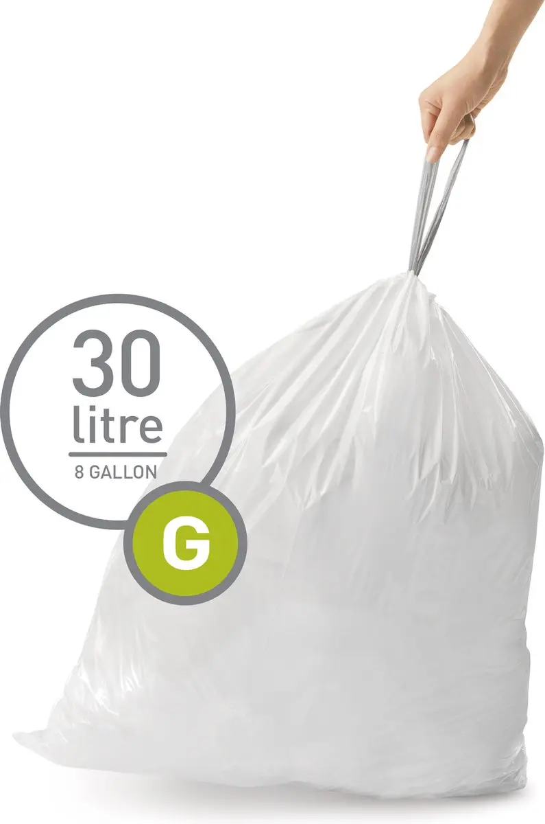 Simplehuman Code G Afvalzakken 30L - 20 stuks - Wit - afbeelding 3 van 6