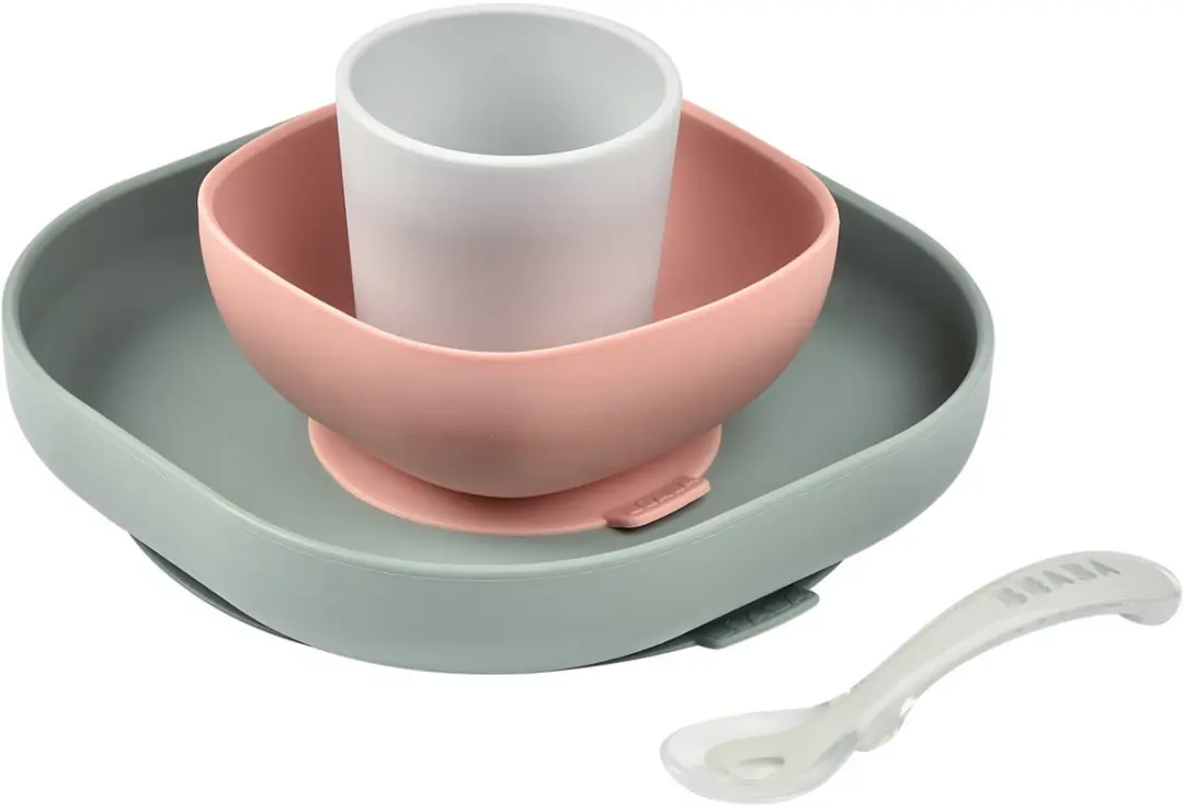 Béaba Siliconen Maaltijdset 4-delig - Roze/Groen - afbeelding 3 van 6